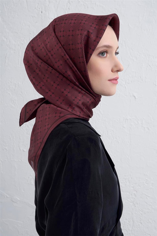 Armine Monogram Desenli Saf İpek Twill Eşarp 9440D 56