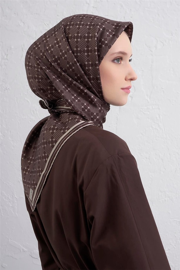 Armine Monogram Desenli Saf İpek Twill Eşarp 9440D 59