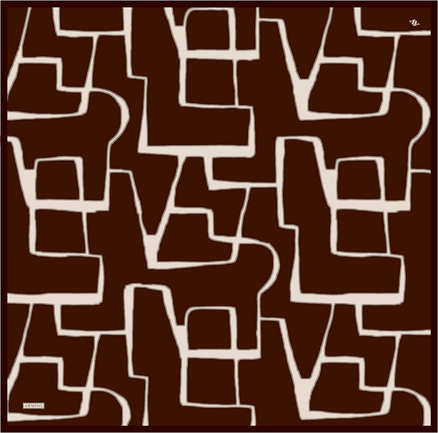 Armine Geometrik Desenli Saf İpek Twill Eşarp 9441D 04