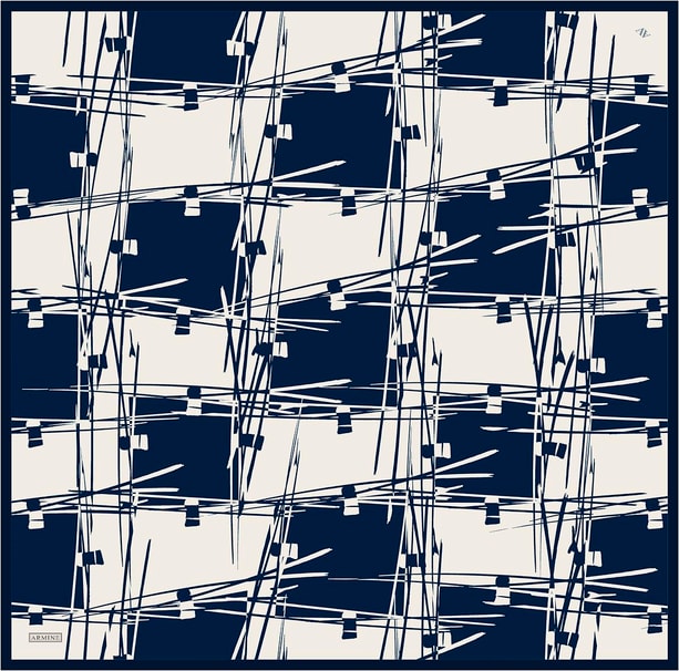 Armine Geometrik Desenli Saf İpek Twill Eşarp 9442D 34