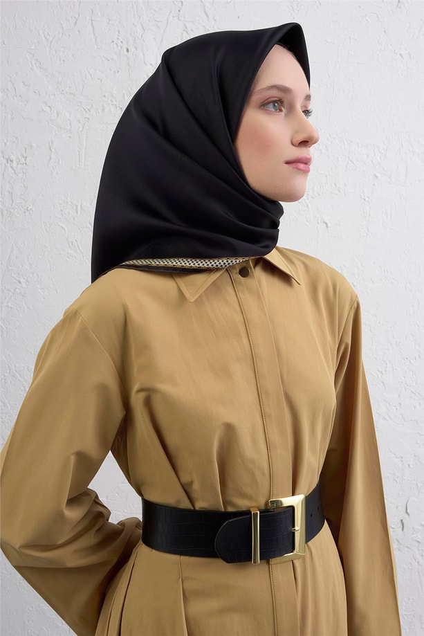 Armine Su Yolu Desenli Saf İpek Twill Eşarp 9444D 09