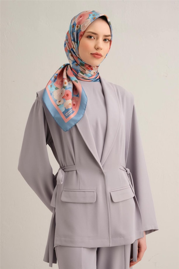 Armine Desenli Saf İpek Twill Eşarp 9300- 02