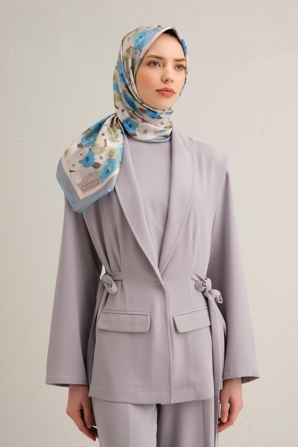 Armine Desenli Saf İpek Twill Eşarp 9300-83