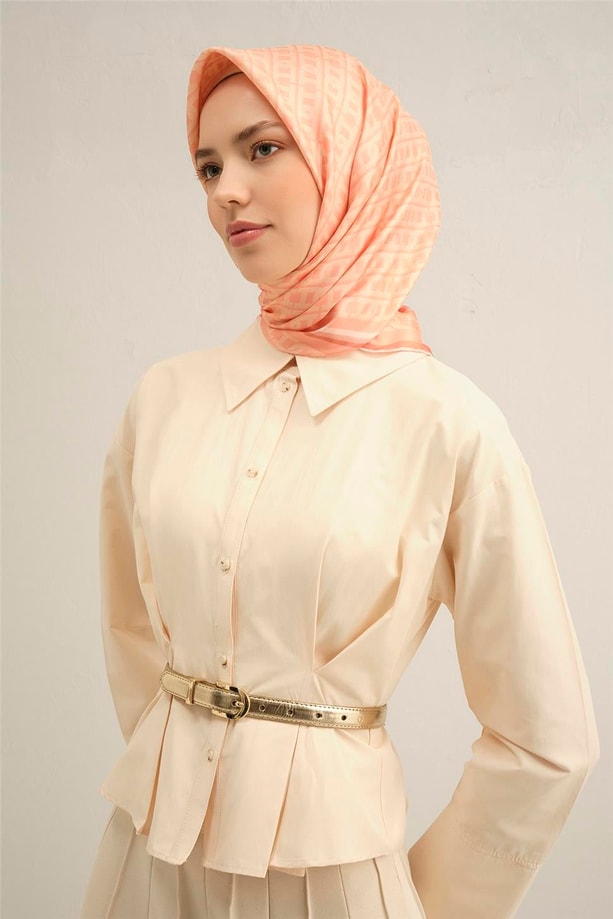 Armine Desenli Saf İpek Twill Eşarp 9301- 40