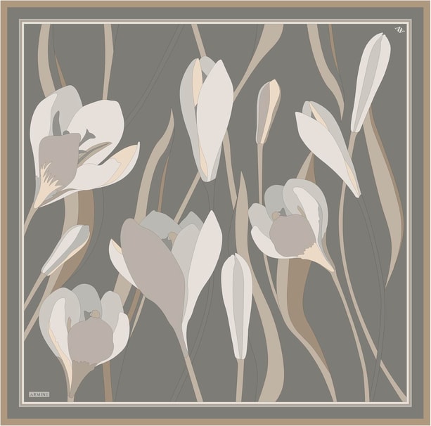 Armine Desenli Saf İpek Twill Eşarp 9302-04