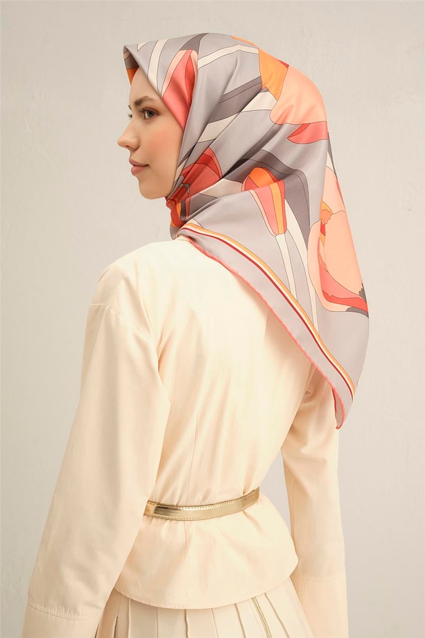 Armine Desenli Saf İpek Twill Eşarp 9302- 35