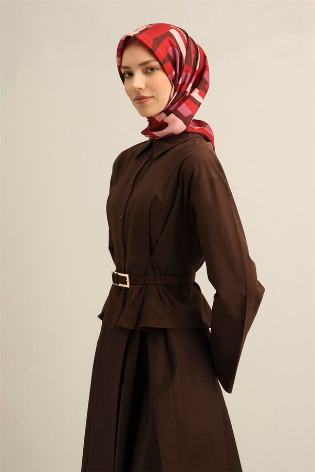 Armine Desenli Saf İpek Twill Eşarp 9303- 83