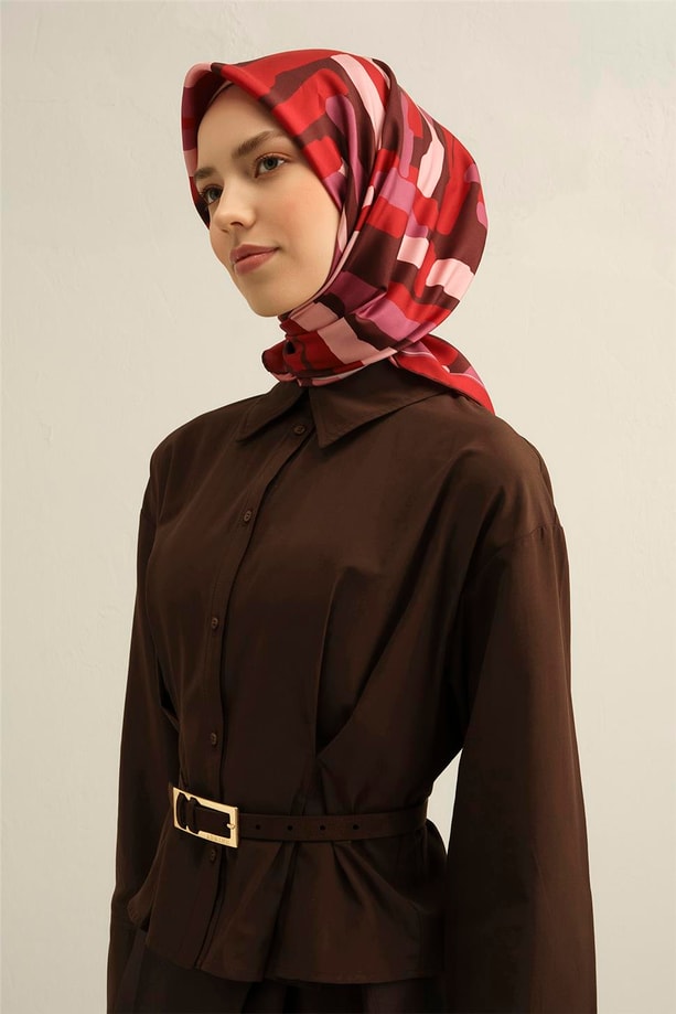 Armine Desenli Saf İpek Twill Eşarp 9303- 83