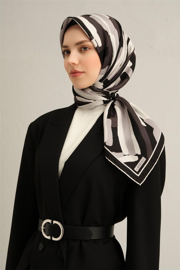 Armine Desenli Saf İpek Twill Eşarp 9303- 84