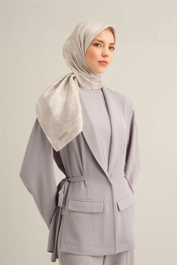 Armine Desenli Saf İpek Twill Eşarp 9304- 84