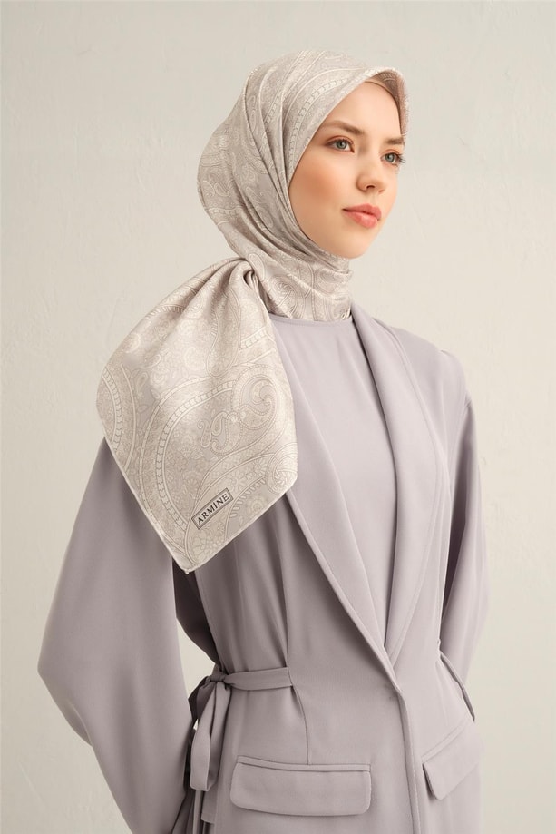 Armine Desenli Saf İpek Twill Eşarp 9304- 84