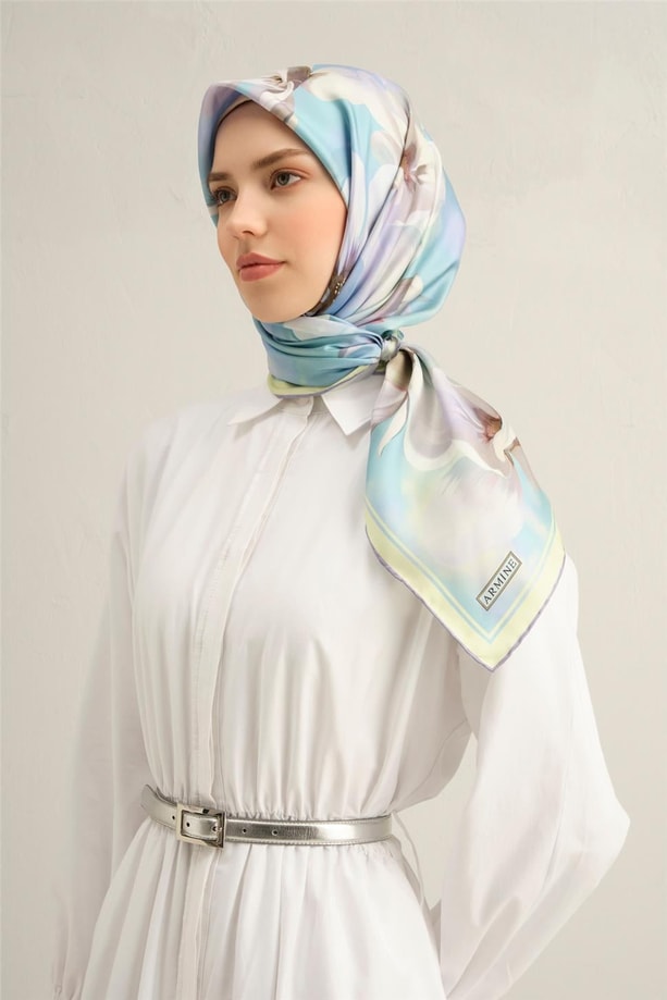 Armine Desenli Saf İpek Twill Eşarp 9305- 03