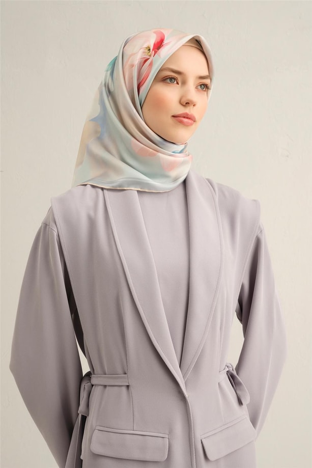 Armine Desenli Saf İpek Twill Eşarp 9305-80