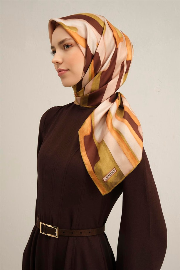 Armine Dijital Saf İpek Eşarp 9306D (S) 52