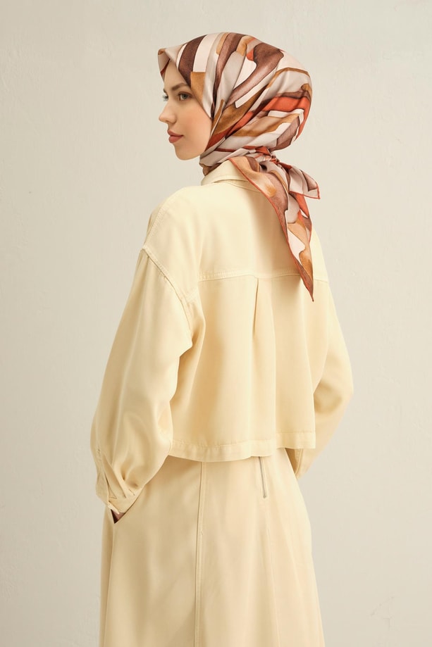 Armine Desenli Saf İpek Twill Eşarp 9306-09
