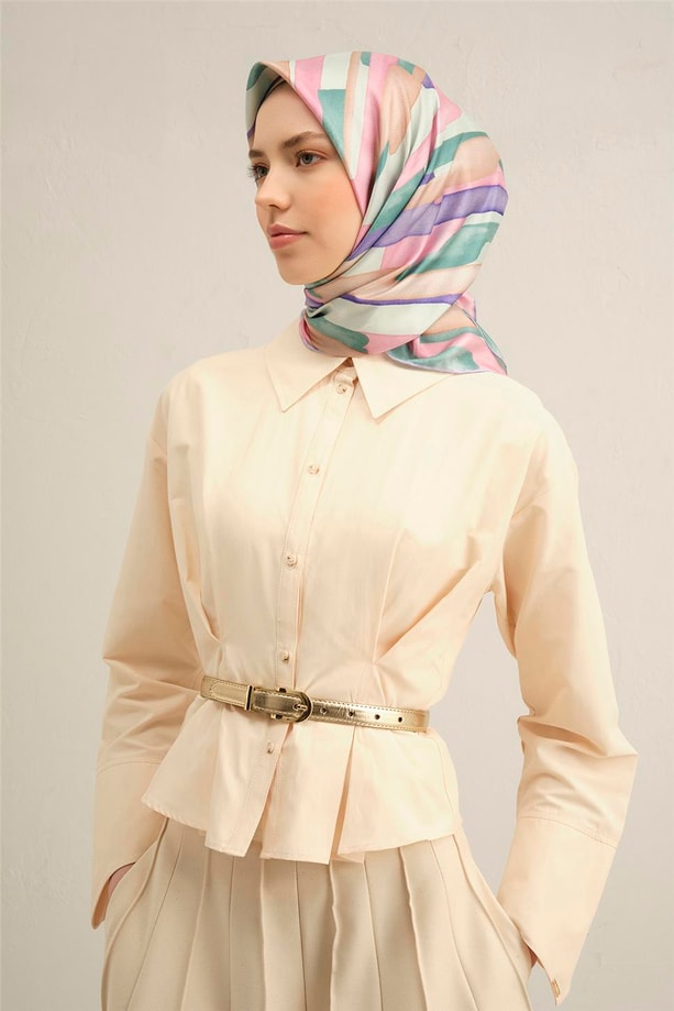 Armine Desenli Saf İpek Twill Eşarp 9306- 38