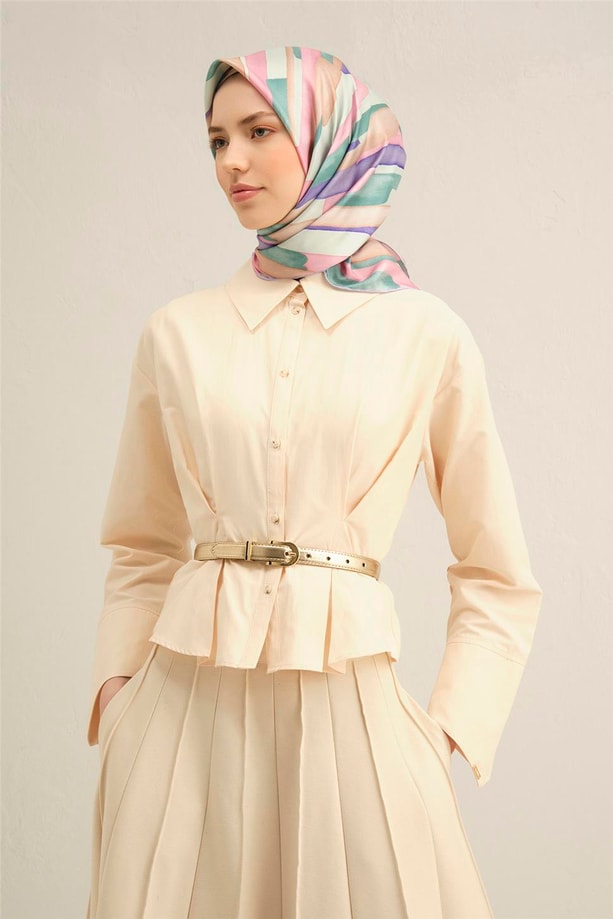 Armine Desenli Saf İpek Twill Eşarp 9306- 38