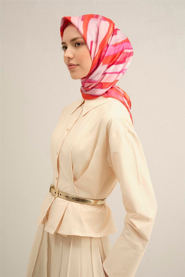 Armine Desenli Saf İpek Twill Eşarp 9306- 53
