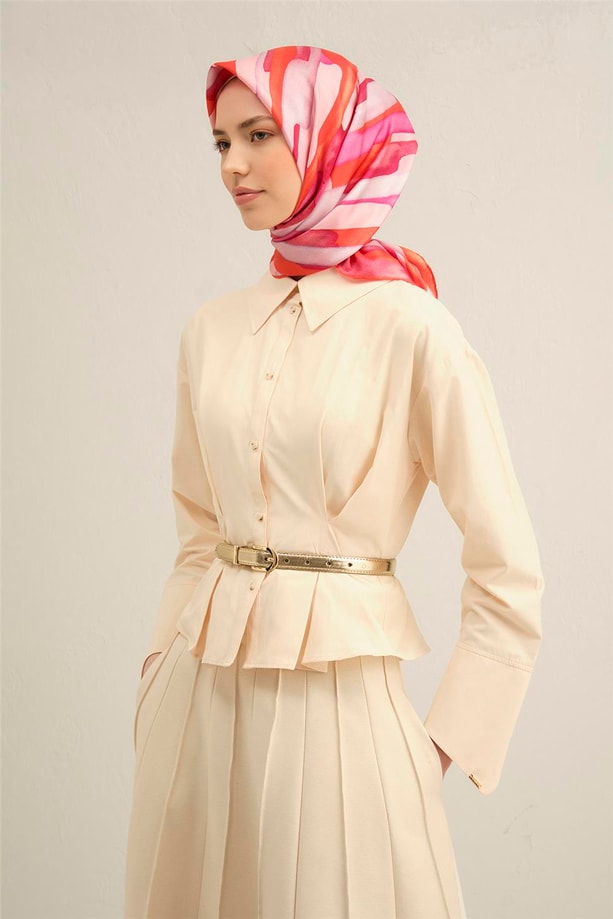 Armine Desenli Saf İpek Twill Eşarp 9306- 53