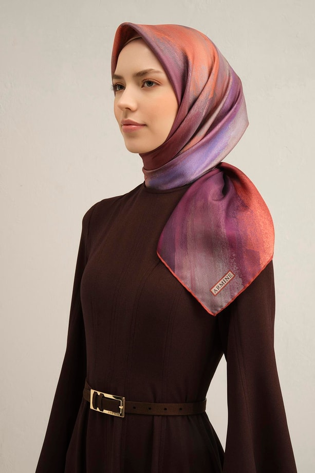 Armine Desenli Saf İpek Twill Eşarp 9308- 03