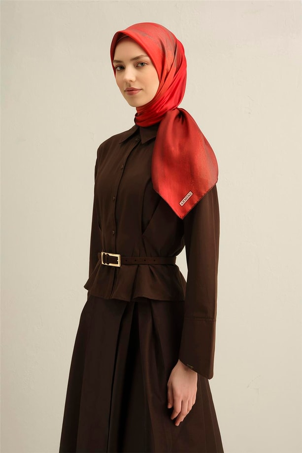 Armine Desenli Saf İpek Twill Eşarp 9308- 34