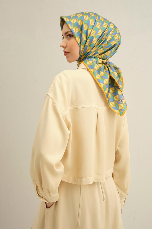 Armine Desenli Saf İpek Twill Eşarp 9309- 05