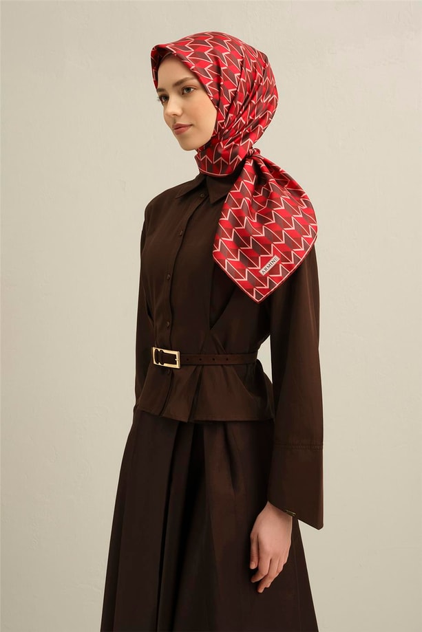 Armine Desenli Saf İpek Twill Eşarp 9309- 85