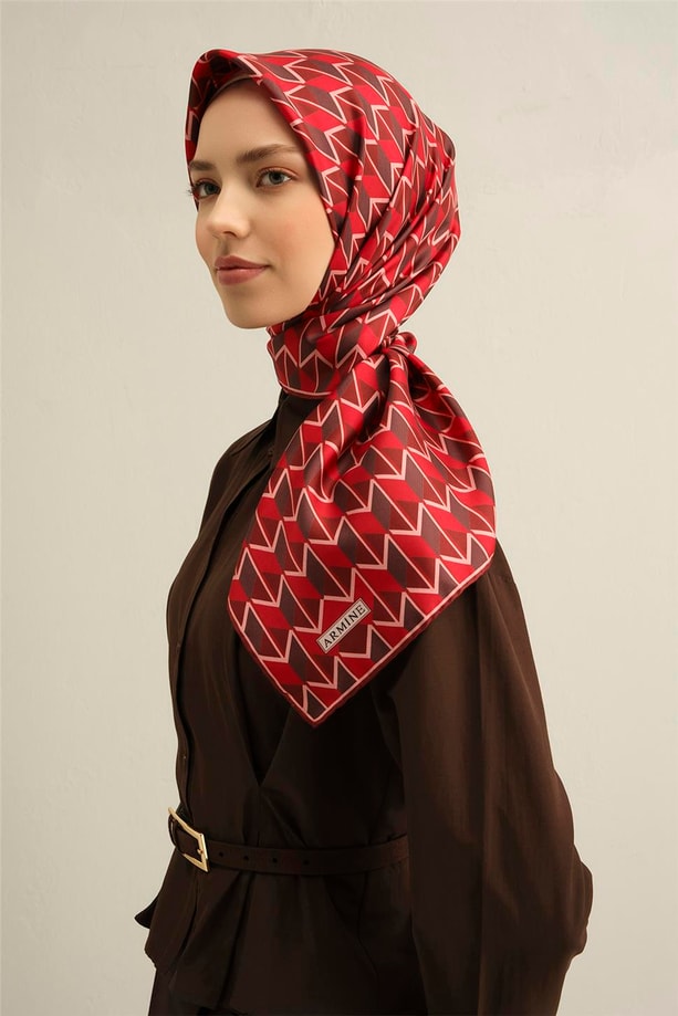 Armine Desenli Saf İpek Twill Eşarp 9309- 85
