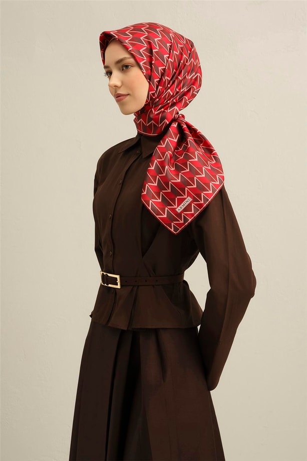 Armine Desenli Saf İpek Twill Eşarp 9309- 85