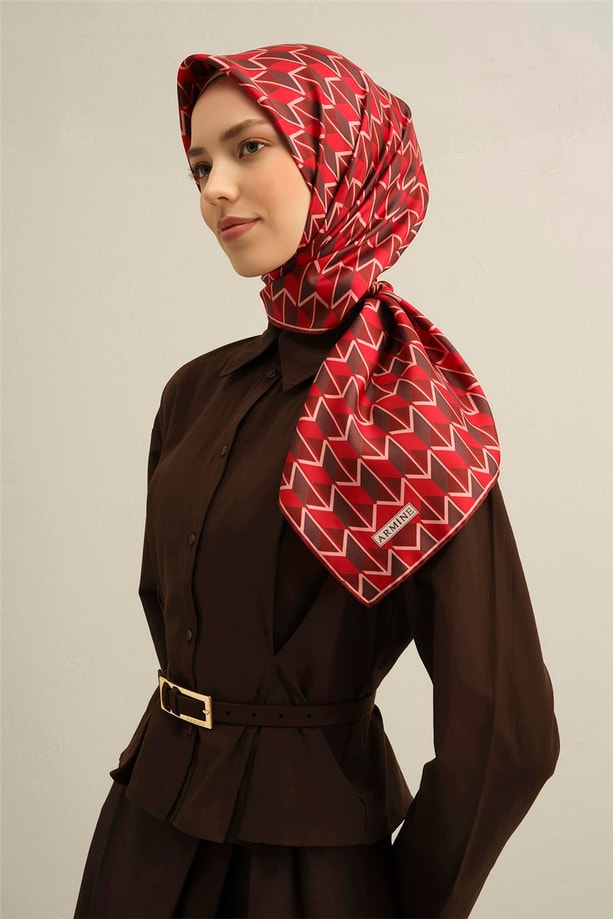 Armine Desenli Saf İpek Twill Eşarp 9309- 85
