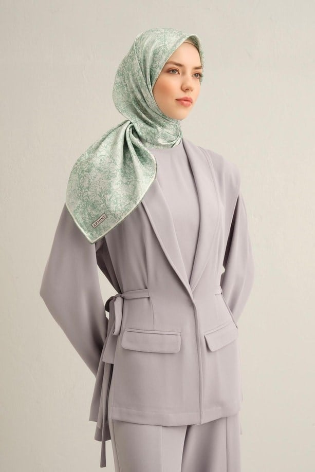 Armine Soyut Desenli Saf İpek Sura Eşarp 9311D 87