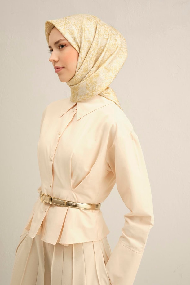 Armine Desenli Saf İpek Twill Eşarp 9311-07