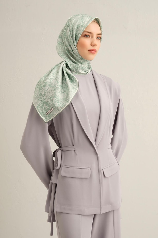Armine Desenli Saf İpek Twill Eşarp 9311-87