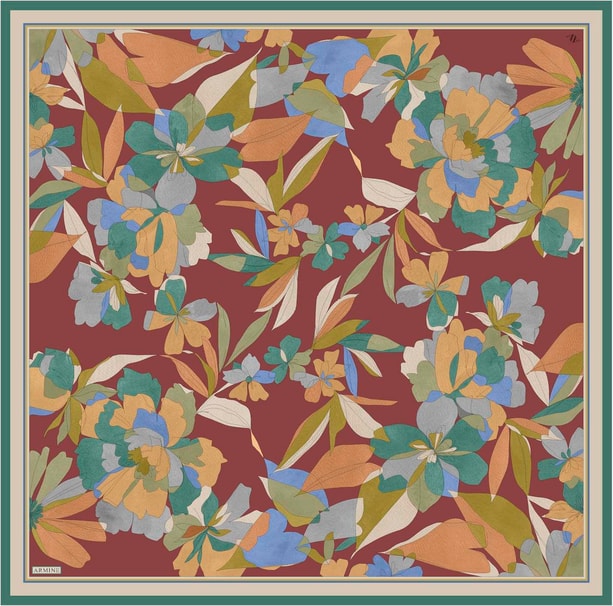 Armine Desenli Saf İpek Twill Eşarp 9312-52