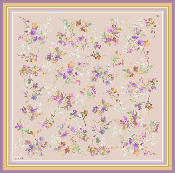 Armine Desenli Saf İpek Twill Eşarp 9316- 31