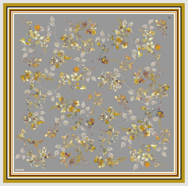 Armine Desenli Saf İpek Twill Eşarp 9316- 34