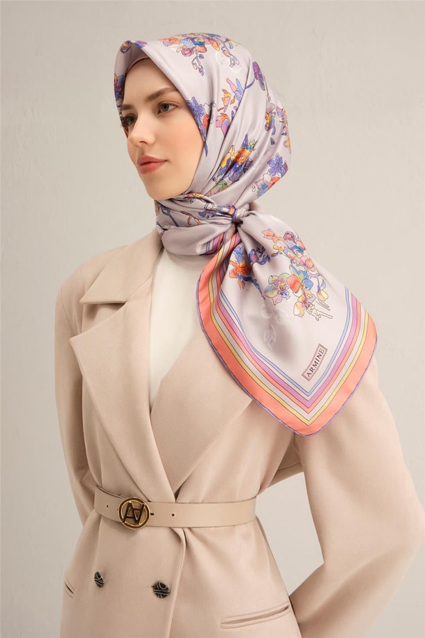 Armine Dijital Saf İpek Eşarp 9316D (T) 80