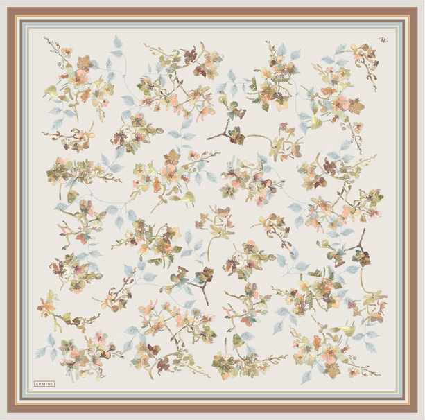 Armine Desenli Saf İpek Twill Eşarp 9316- 81