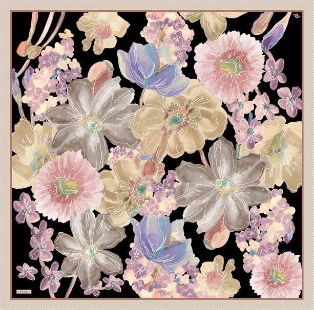 Armine Desenli Saf İpek Sura Eşarp 9318-04