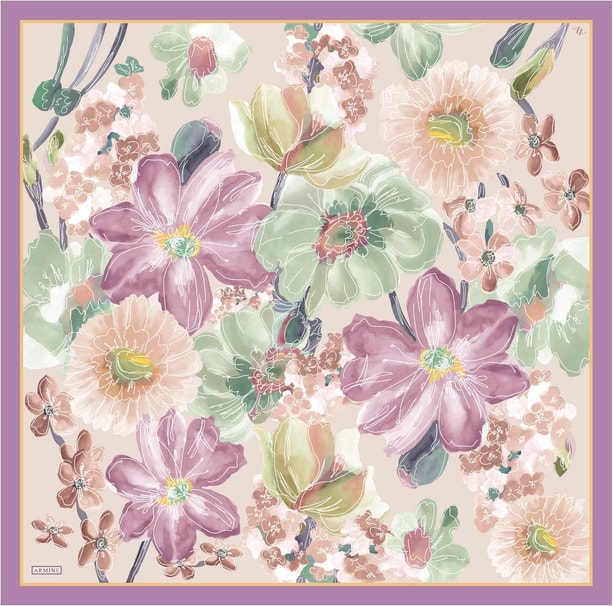 Armine Desenli Saf İpek Sura Eşarp 9318-32