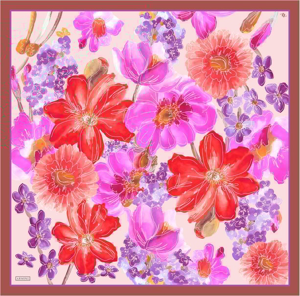 Armine Desenli Saf İpek Sura Eşarp 9318-50