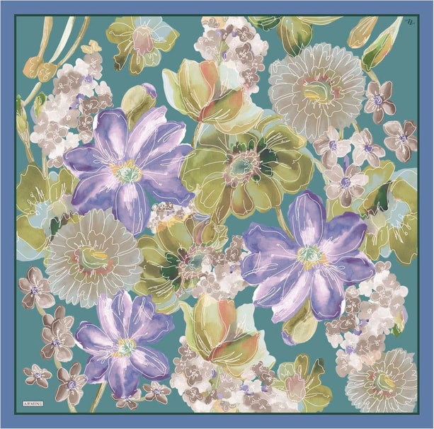 Armine Desenli Saf İpek Twill Eşarp 9318- 35