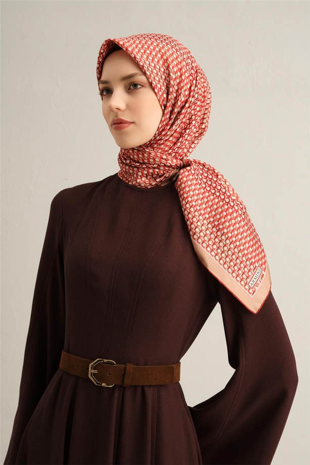 Armine Desenli Saf İpek Twill Eşarp 9319- 07