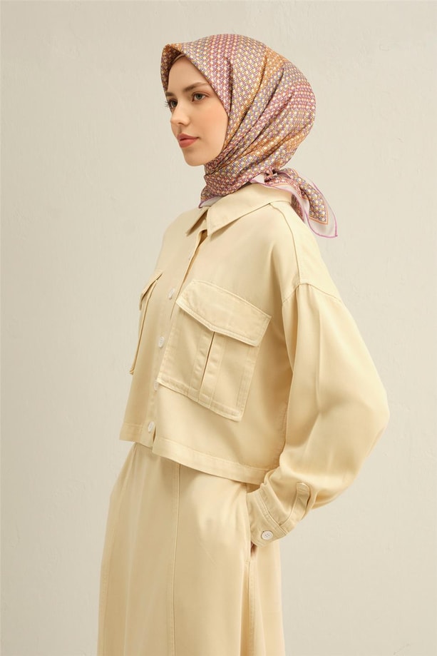 Armine Desenli Saf İpek Twill Eşarp 9319- 82