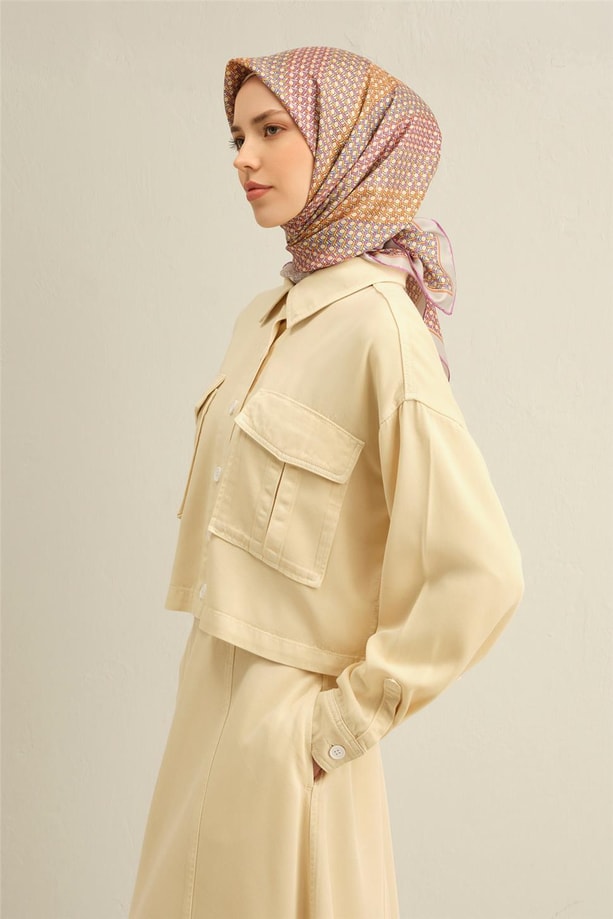 Armine Desenli Saf İpek Twill Eşarp 9319- 82