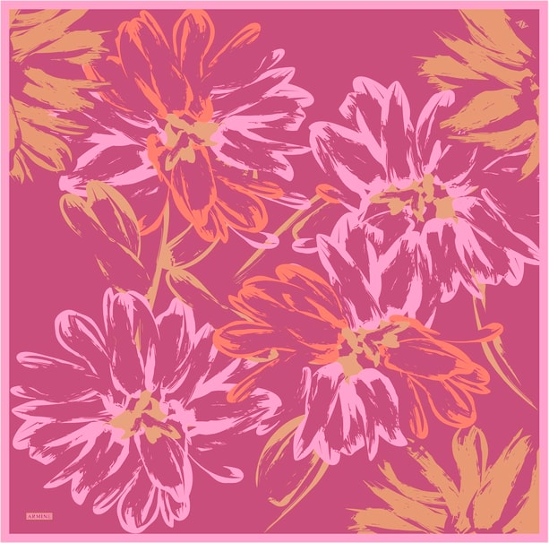 Armine Desenli Saf İpek Twill Eşarp 9322-09