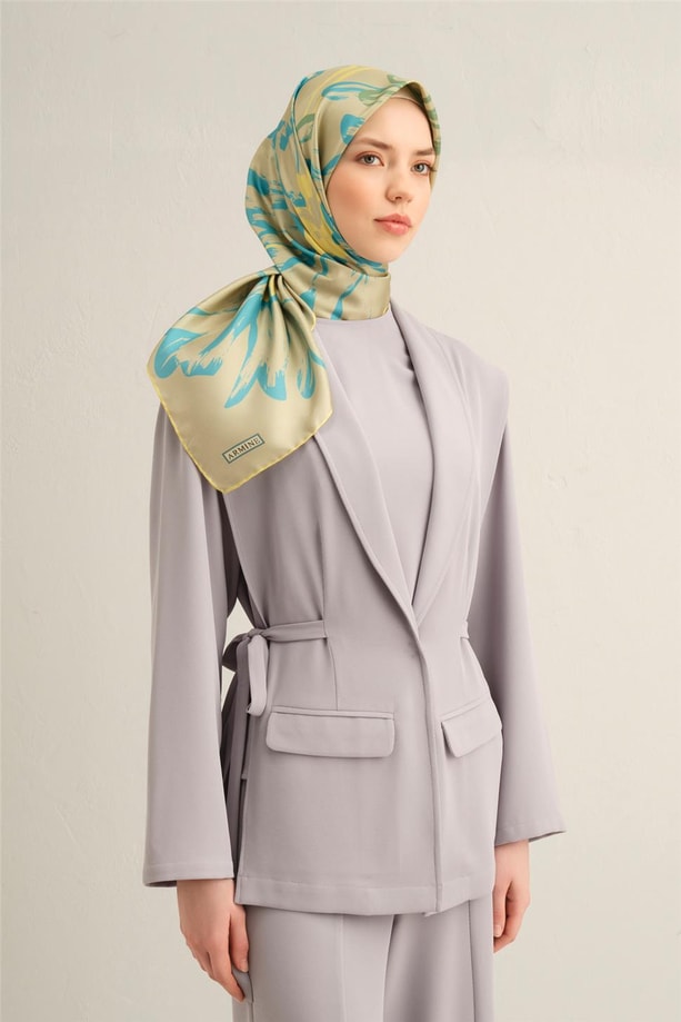 Armine Desenli Saf İpek Twill Eşarp 9322-12