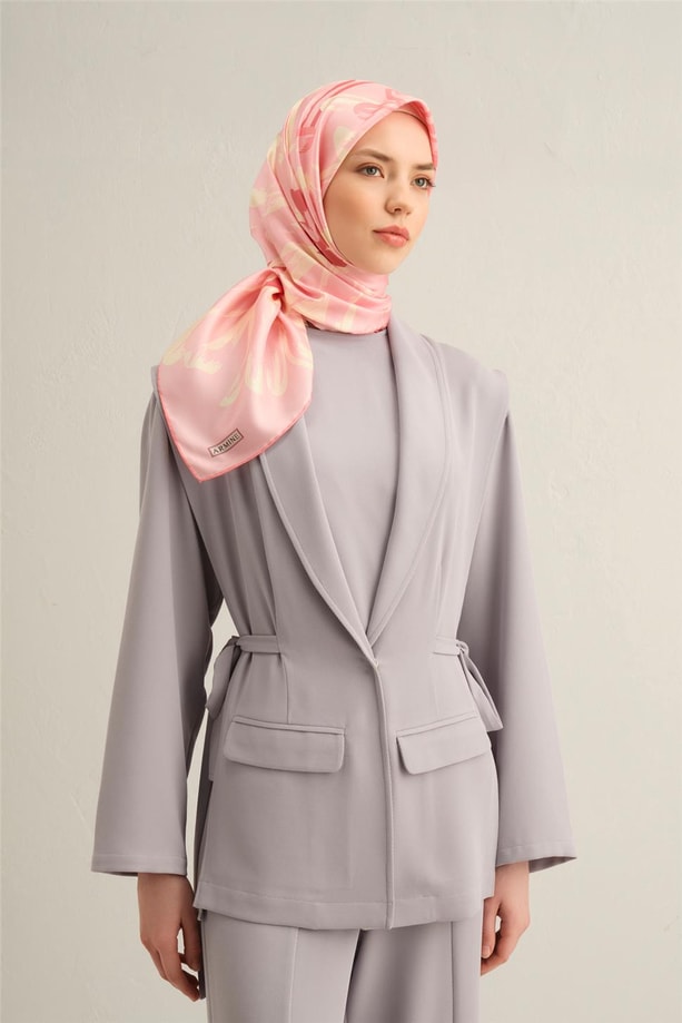 Armine Desenli Saf İpek Twill Eşarp 9322-85