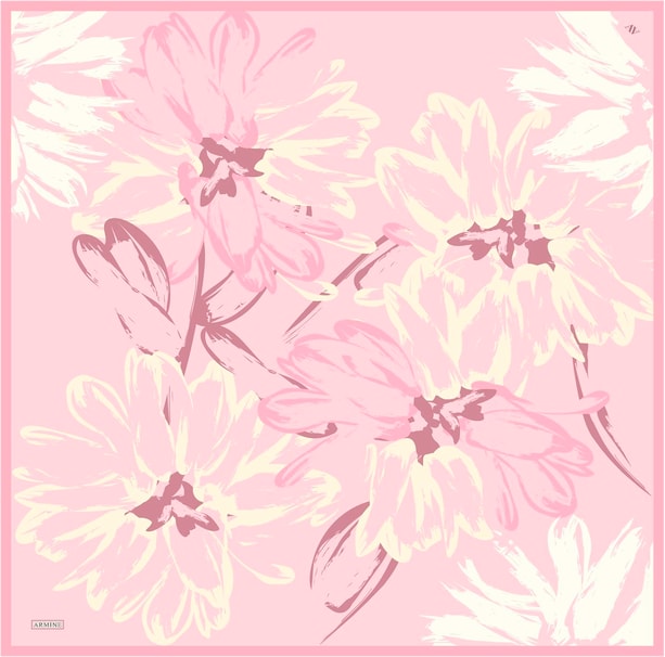 Armine Desenli Saf İpek Twill Eşarp 9322-85