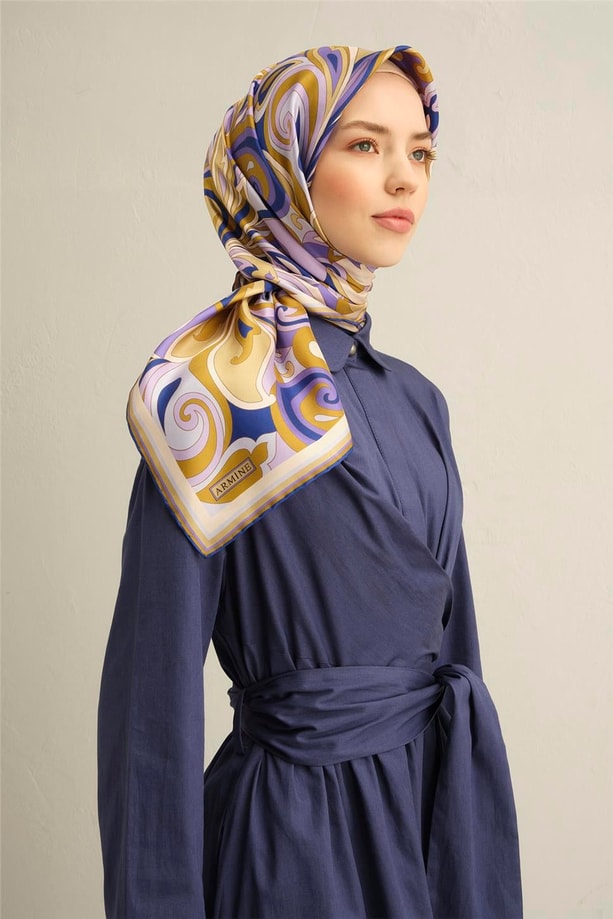 Armine Desenli Saf İpek Sura Eşarp 9323- 01